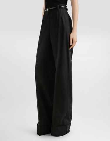 Nohavice Dolce & Gabbana Dolce & Gabbana Bi-Stretch Wool Cuffed Trousers Čierna | FTBM0TGDC7QN0000, 1