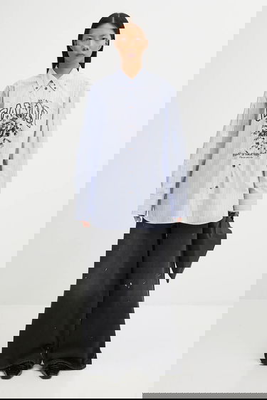 Košeľa GANNI Stripe Cotton Oversized relaxed classic collar shirt Modrá | W0826, 5