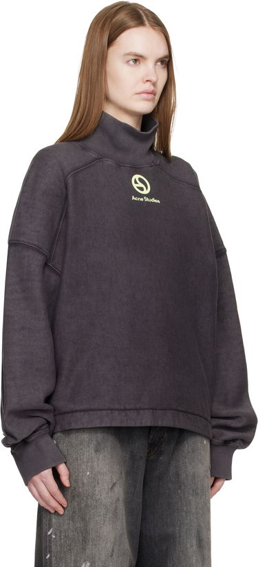 Mikina Acne Studios Acne Studios Logo Mock Neck Fleece Sweatshirt Šedá | CI0198-, 4