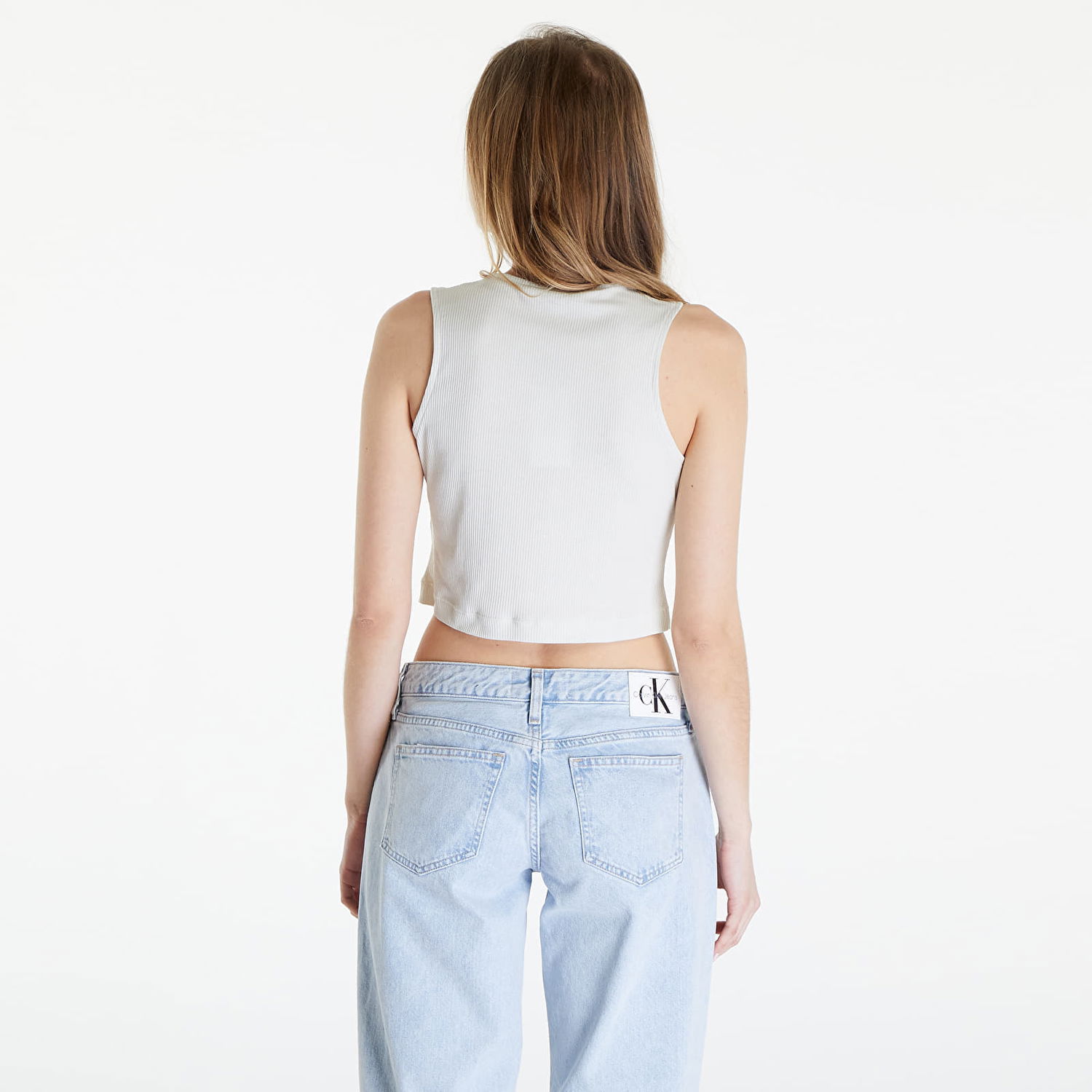 Tielko CALVIN KLEIN Jeans Seaming Rib Tank Top Icicle Biela | J20J223108 CGA, 1