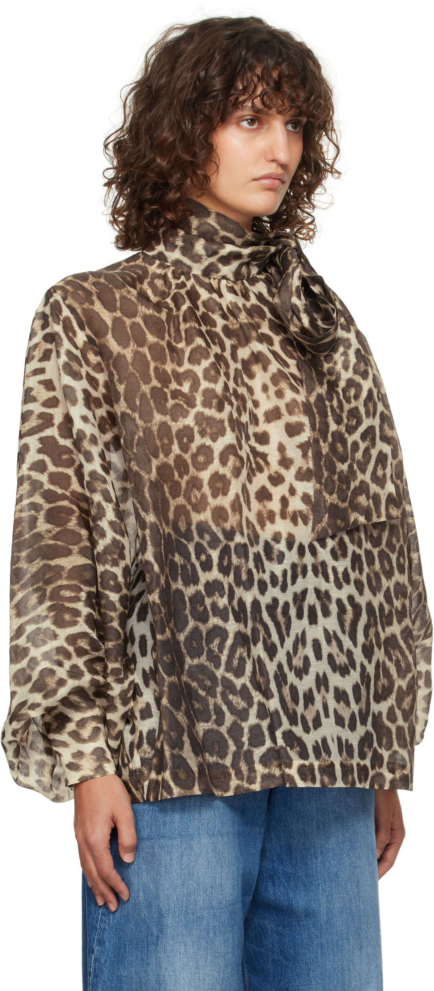 Košeľa ZIMMERMANN Zimmermann Illustration Billow Leopard-Print Silk Blouse Hnedá | 1395TF241, 1