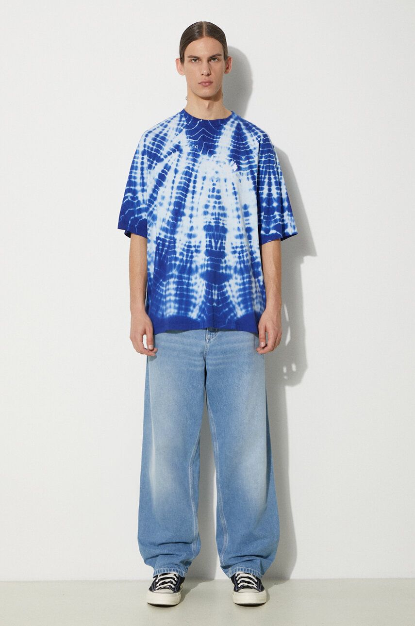 Tričko Marcelo Burlon Marcelo Burlon Soundwaves Tie-Dye T-Shirt Modrá | CMAA054S24JER0044501, 1