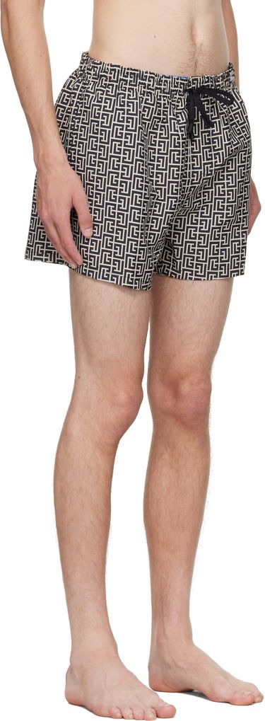 Plavky Balmain Balmain Monogram Swim Shorts Béžová | BWB671500, 1