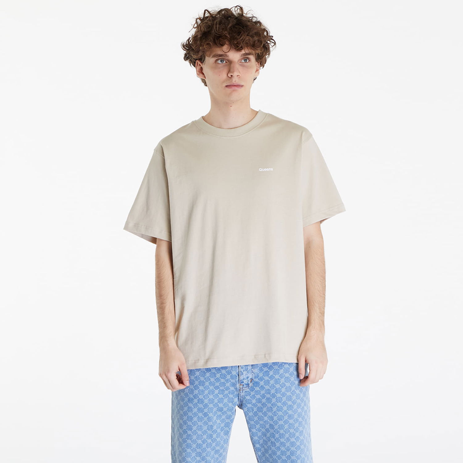 Tričko Queens Essential T-Shirt With Contrast Print Beige Béžová | QNS_026, 0