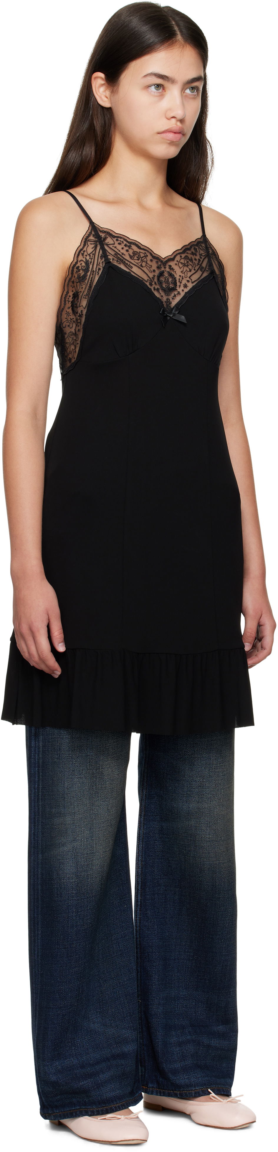 Šaty Acne Studios Lace-Trim Strap Minidress Čierna | A20829-, 1
