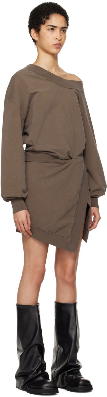 Šaty The Attico Attico Off-Shoulder Draped Sweater Mini Dress Hnedá | 250WCA00397 JJF006AA, 1