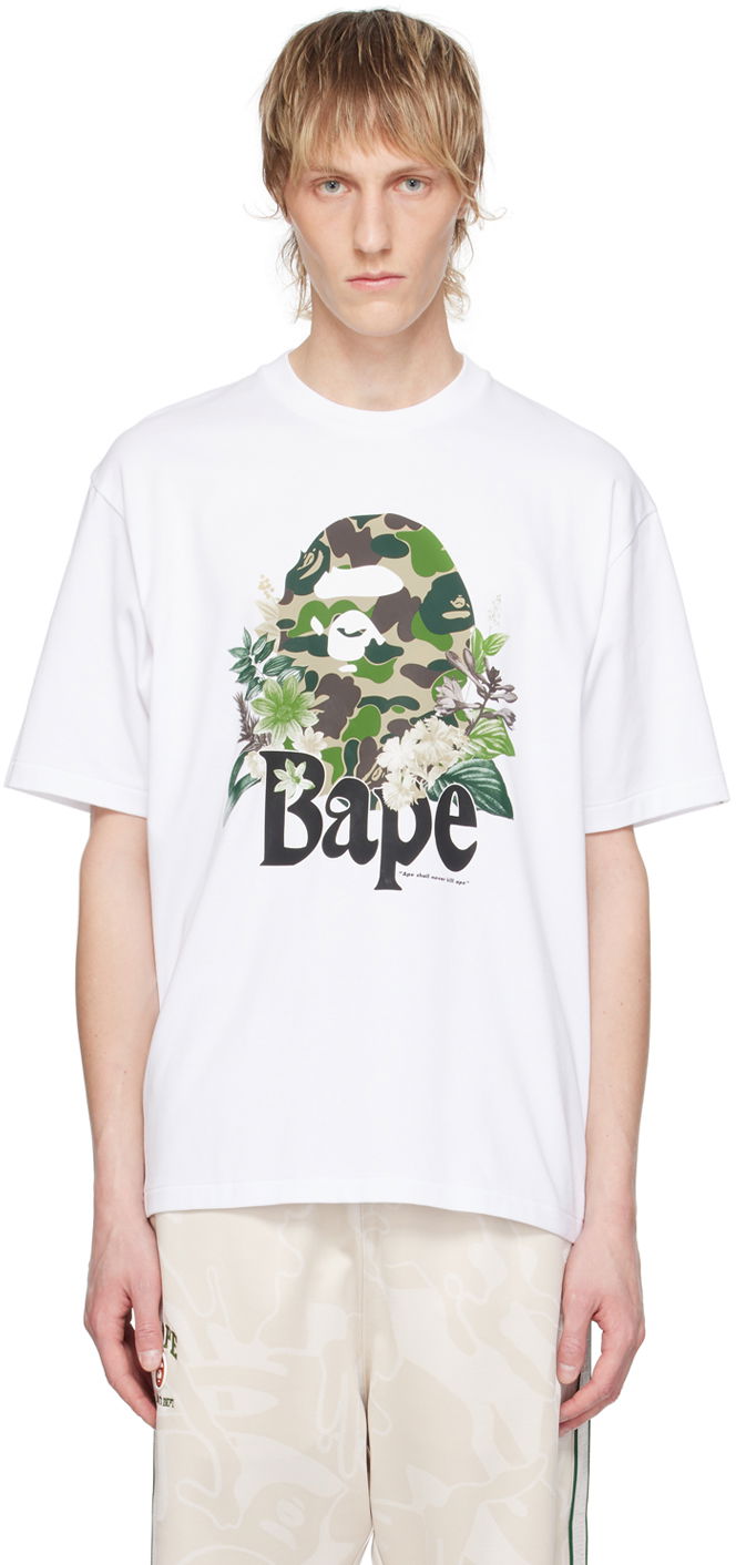 Tričko BAPE BAPE White Flora Big Ape Head T-Shirt Biela | 001TEK301312M, 0