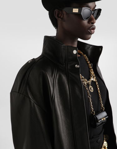 Bomber bunda Dolce & Gabbana Dolce & Gabbana Plongé Goat Leather Cropped Jacket Čierna | F9S29LHULVJN0000, 3