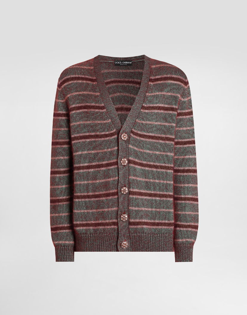 Sveter Dolce & Gabbana Striped Silk And Mohair Cardigan with Ornate Buttons Rôznofarebný | GXV13ZJGMDMV8434