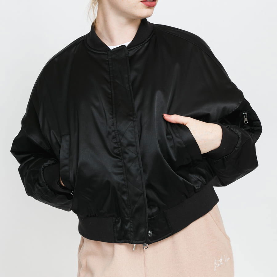 Short Oversized Satin Bomber Jacket