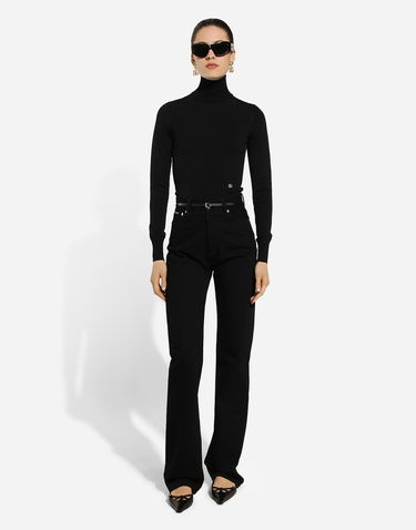 Sveter Dolce & Gabbana Dolce & Gabbana Viscose Turtle-Neck Sweater with Logo Čierna | FXW16TJFMFKN0000, 1