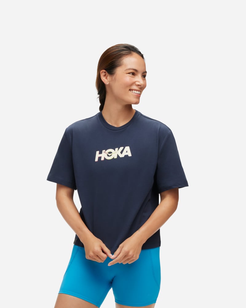 Tričko Hoka One One Women's Graphic Short Sleeve T-Shirt Navy | 1141768-OSP, 0