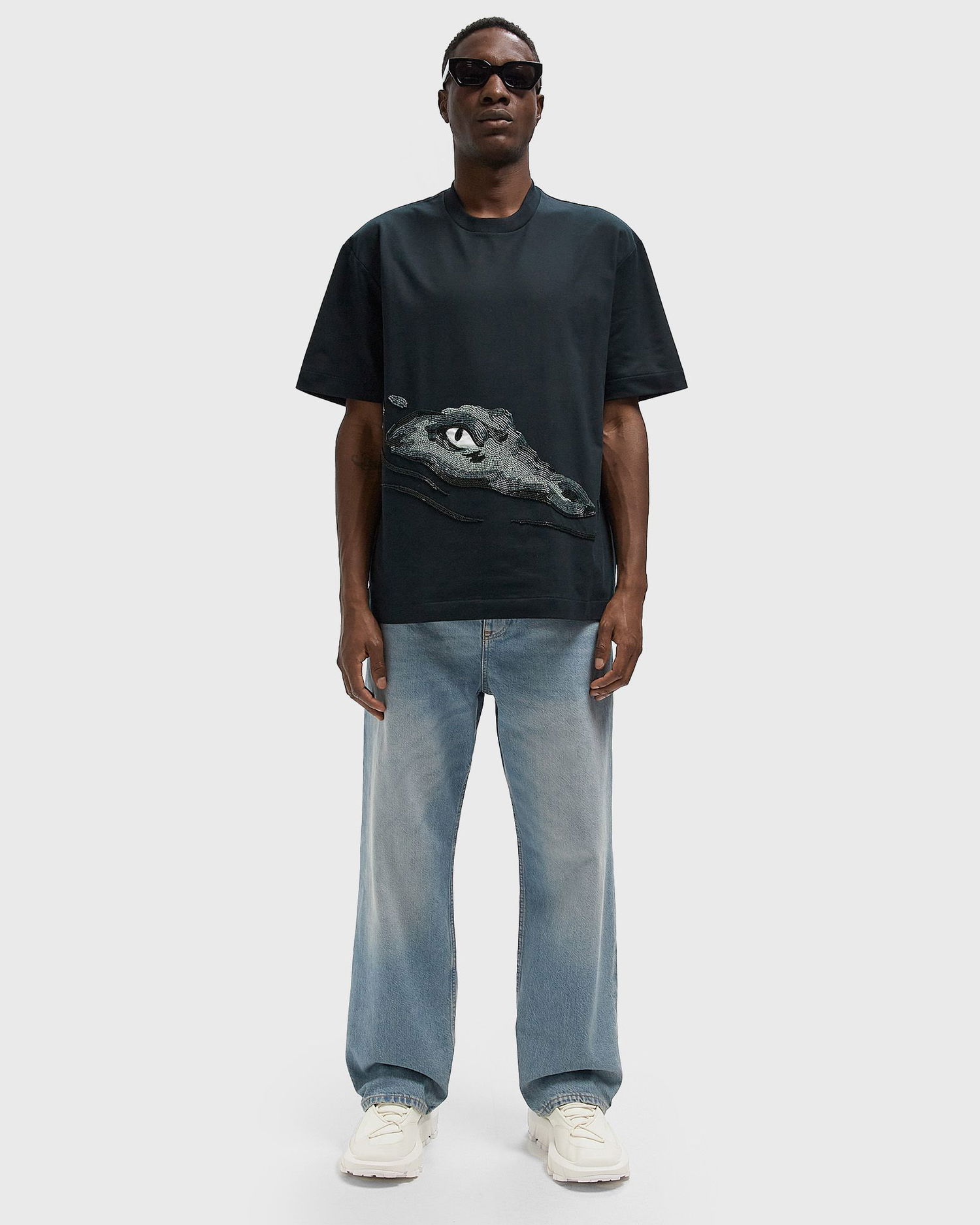 Tričko Lacoste T-Shirt Embellished Beaded Crocodile Runaway Collection Čierna | TH5052-1LI, 1