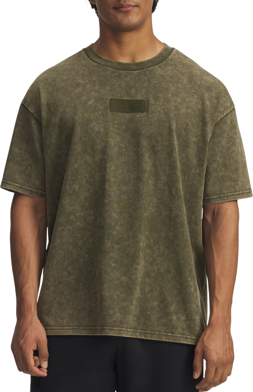Tričko Under Armour Project Rock Washed Patch T-Shirt Zelené | 6006763-308
