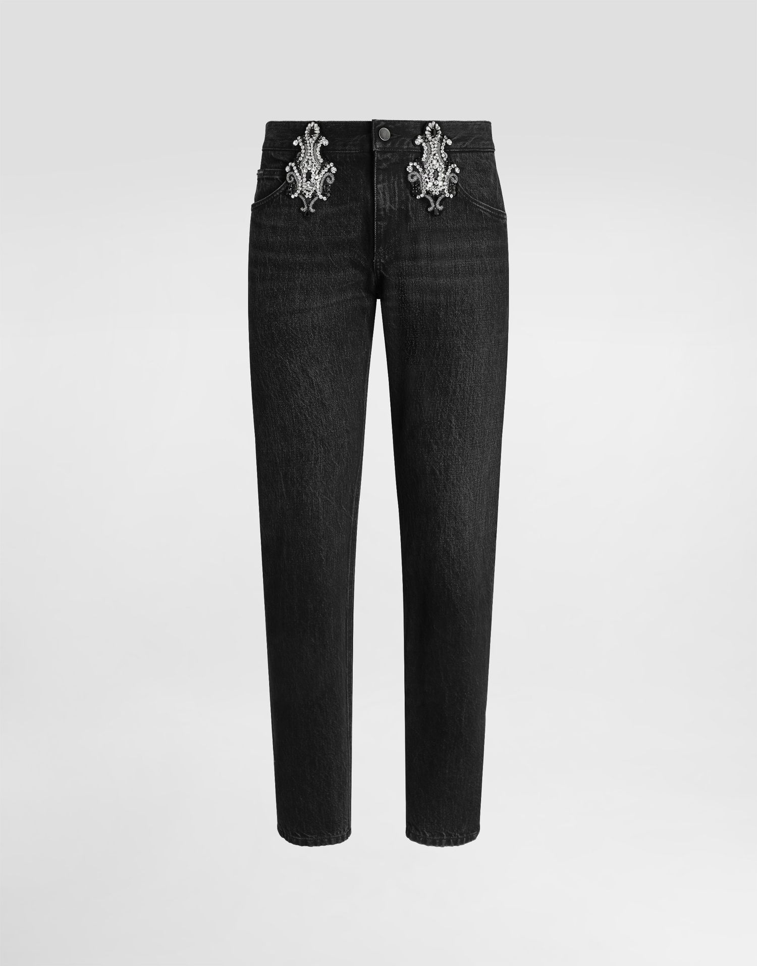 Džínsy Dolce & Gabbana Dolce & Gabbana Crystal-Embellished Denim Trousers Čierna | GYJCCZG8OM7S9001, 0