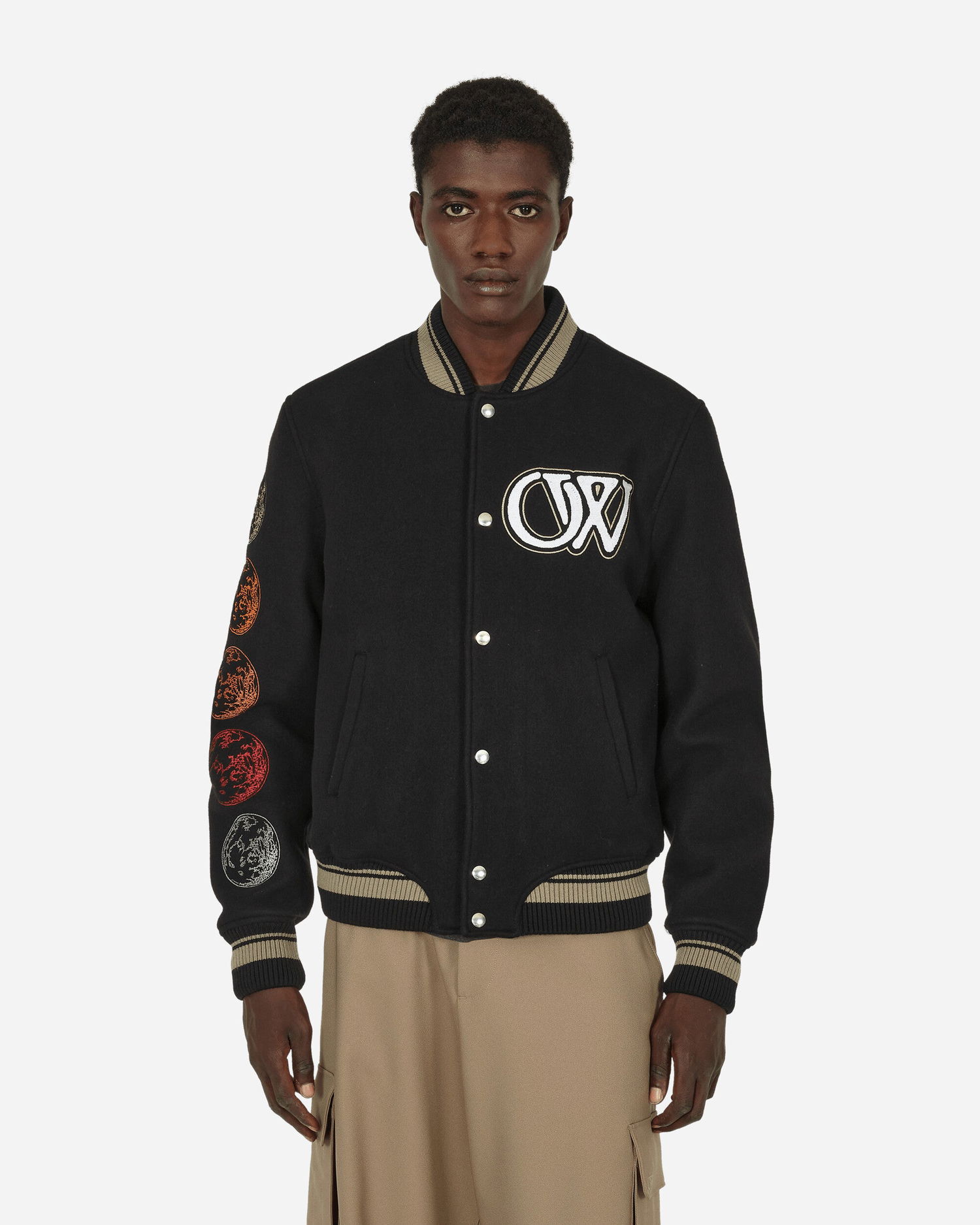 Bomber bunda Off-White Cryst Moon Phase Varsity Jacket Black Čierna | OMEH053F23FAB002 1001, 1