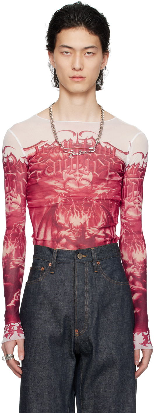 Tričko Jean Paul Gaultier Jean Paul Gaultier 'The Diablo' Graphic Print Long Sleeve T-Shirt Červená | 24/25-U-TO137-T546-0130, 0