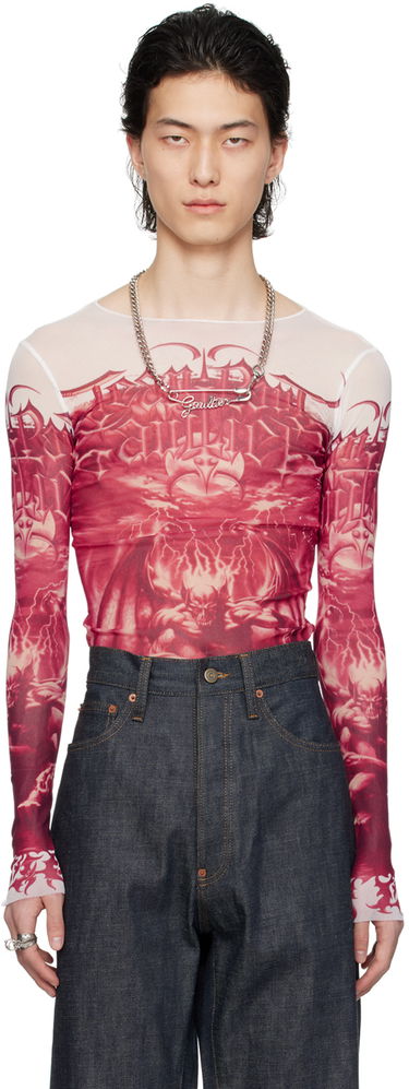 Tričko Jean Paul Gaultier Jean Paul Gaultier 'The Diablo' Graphic Print Long Sleeve T-Shirt Červená | 24/25-U-TO137-T546-0130, 0