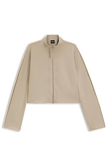 Bomber bunda BOSS Loose-fit bomber jacket in stretch jersey Béžová | 50555057