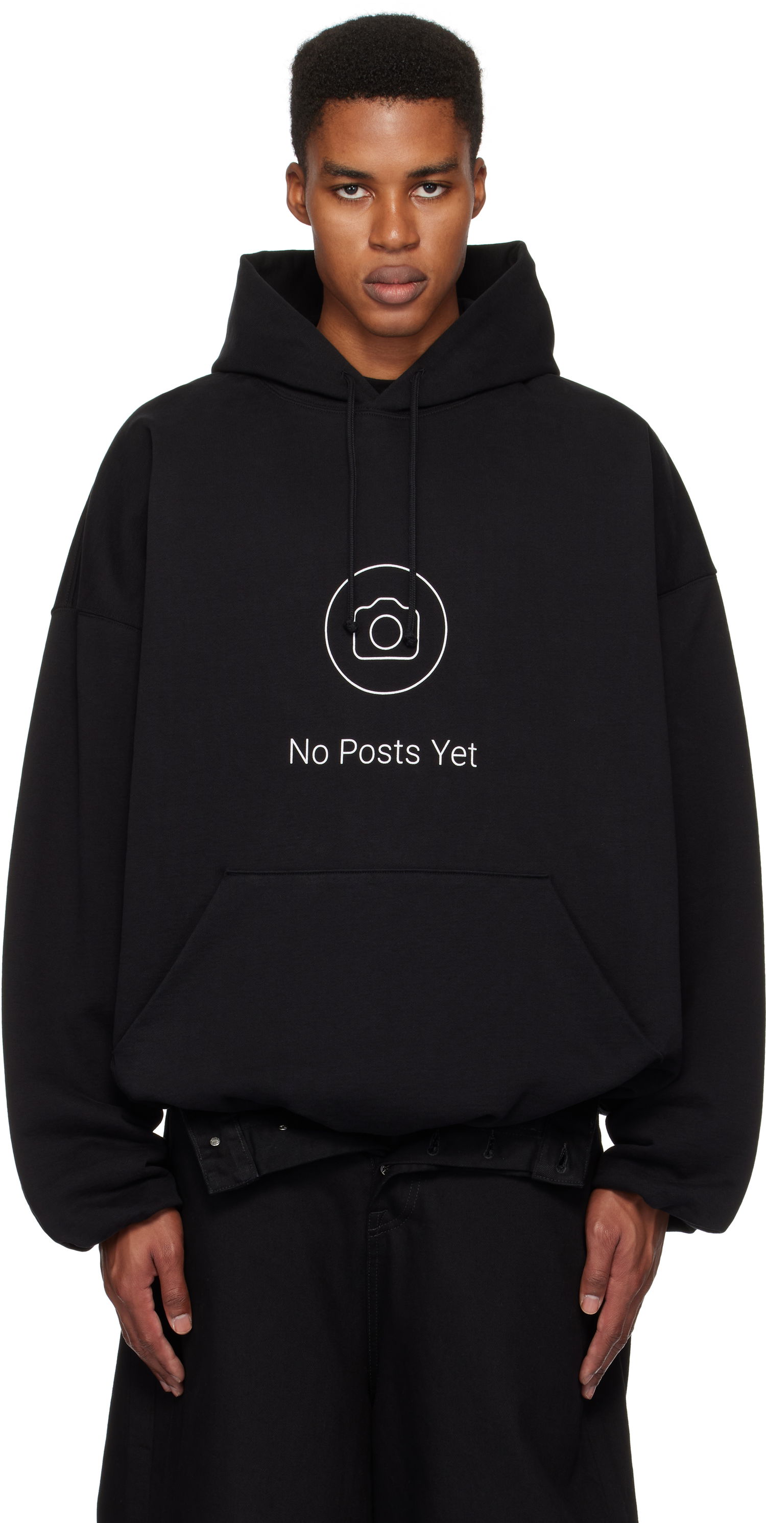 Mikina VETEMENTS 'No Posts' Cropped Boxy Hoodie Čierna | UA66HD660B, 0