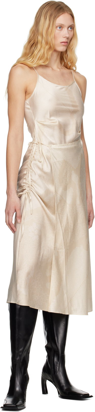Šaty Feng Chen Wang Feng Chen Wang Pleated Silk Midi Dress Béžová | FWS19DR04, 3