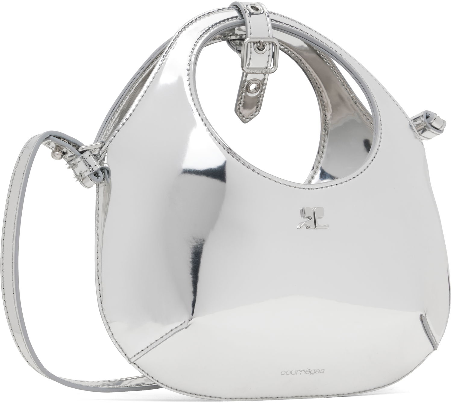 Taška cez rameno Courrèges Mini Mirror Effect Shoulder Bag Metalická | 324GSA126PU0017, 1