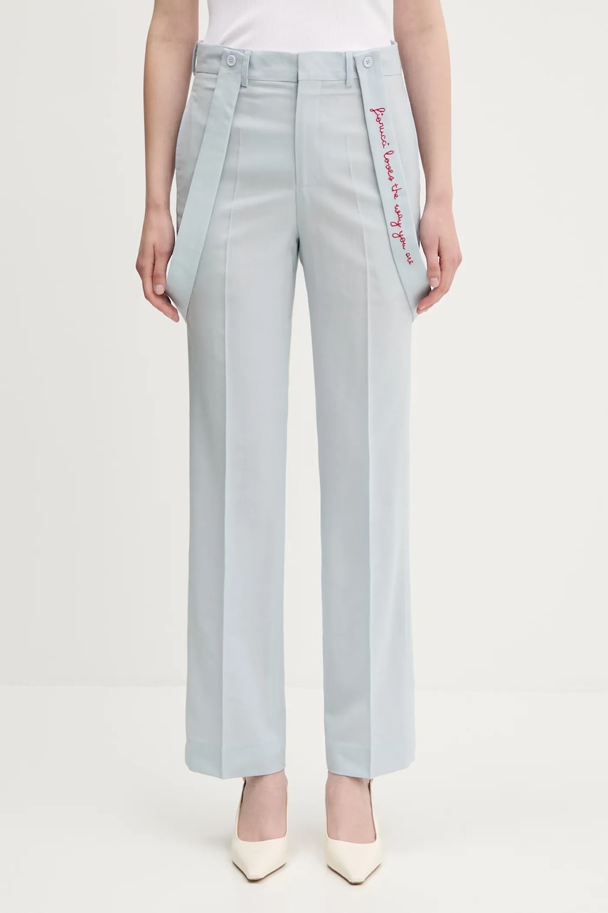 Nohavice Fiorucci Fiorucci Embroidered Suspender High Waist Trousers Modrá | W02SPBPA183WO01BL02, 0