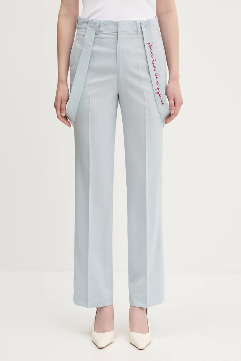 Nohavice Fiorucci Fiorucci Embroidered Suspender High Waist Trousers Modrá | W02SPBPA183WO01BL02