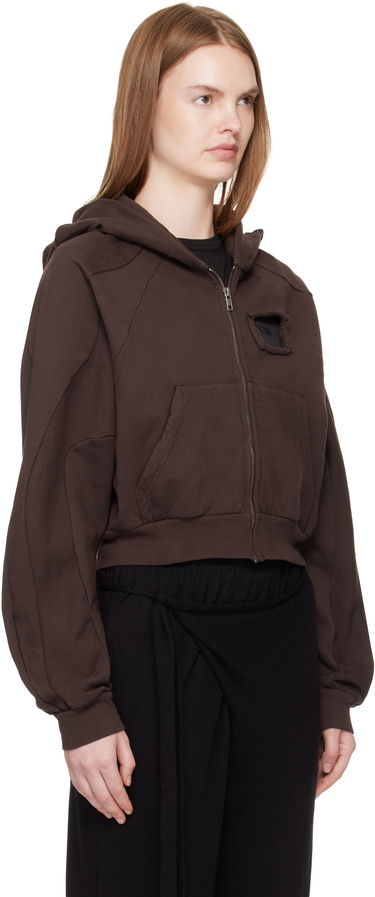 Mikina Ottolinger Ottolinger Distressed Zip Hoodie Hnedá | 115-600415-02, 1