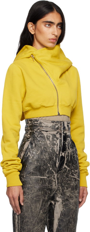 Mikina Rick Owens Concordians Micro Mountain Cropped Asymmetric Zip Hoodie Hnedá | DS02E7237 F, 4