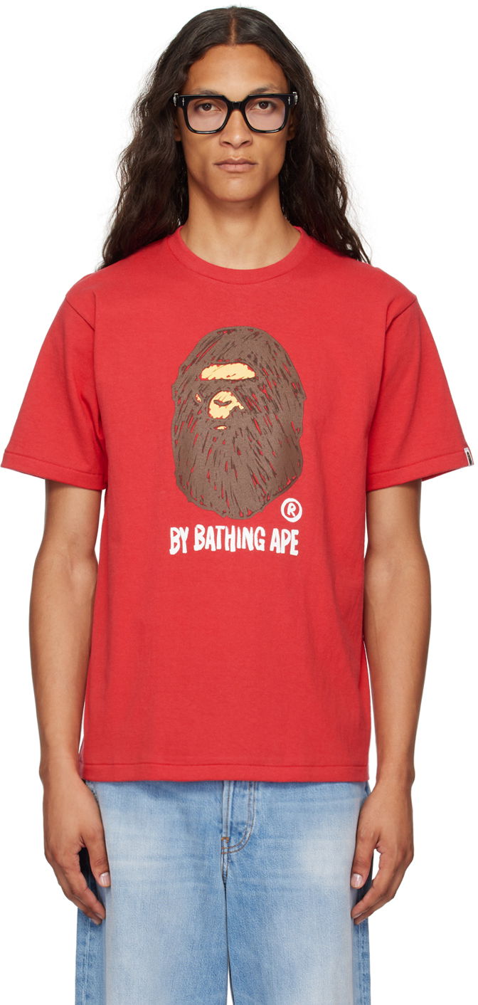 Tričko BAPE BAPE Red Hand Drawn 'By Bathing Ape' T-Shirt Červená | 001TEK301311M, 0