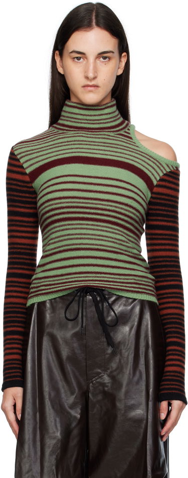 Sveter Andersson Bell Andersson Bell Elodie Multi Stripe Cut-Out Turtleneck Zelené | atb1356w, 0