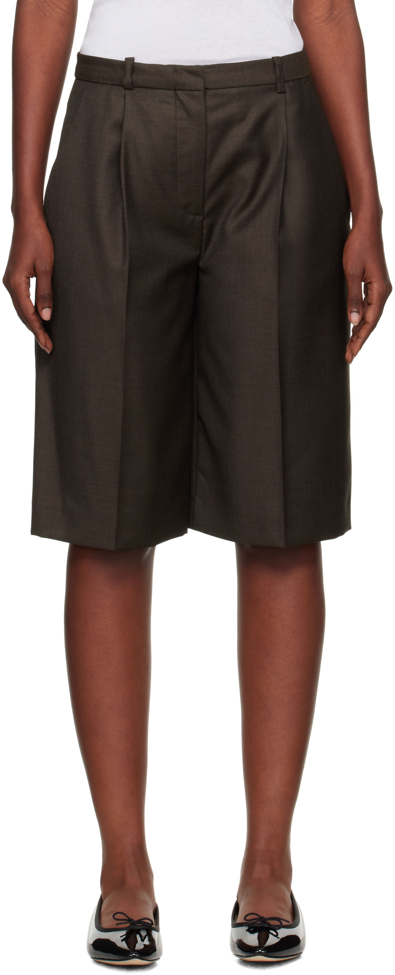 Šortky Loulou de Saison Loulou de Saison Adler Virgin Wool Bermuda Shorts Hnedá | ADLER, 0