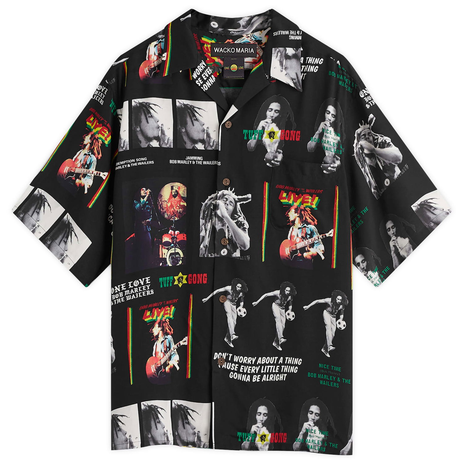 Košeľa WACKO MARIA Bob Marley Type-1 Hawaiian Shirt Čierna | BOBMARLEY-WM-HI09-BLK, 0