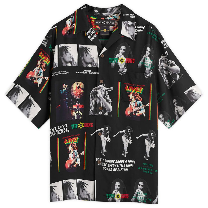 Košeľa WACKO MARIA Bob Marley Type-1 Hawaiian Shirt Čierna | BOBMARLEY-WM-HI09-BLK