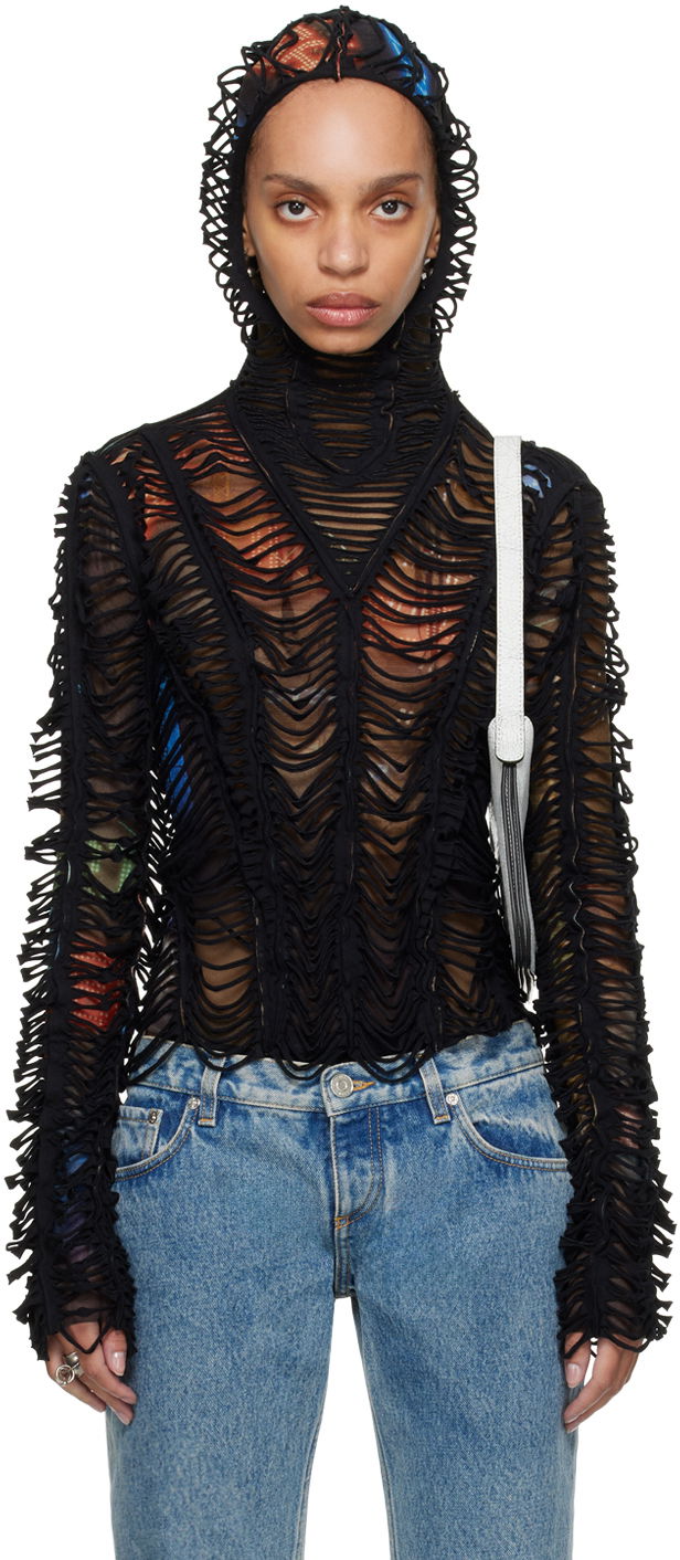 Mikina Jean Paul Gaultier Shayne Oliver Edition 'The Slashed City' Hoodie Top Čierna | 24/27-U-SW037-T551-60405030, 0