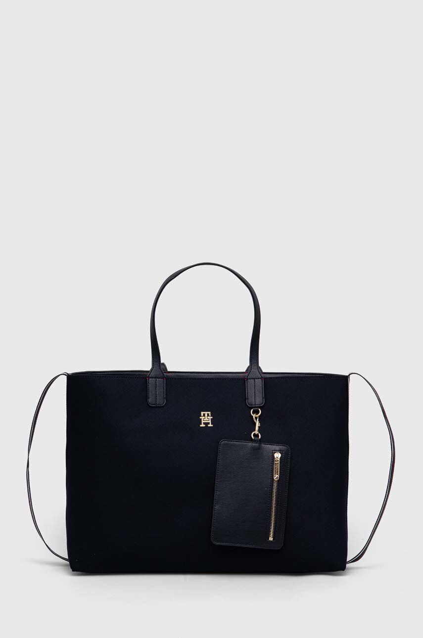 Tote bag Tommy Hilfiger Iconic Faux-leather Tote Bag Navy | AW0AW15137, 0