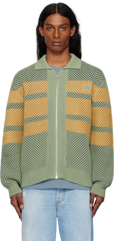 Bunda MAISON KITSUNÉ Maison Kitsuné Striped Mesh Blouson Jacket Zelené | OM02136KT1125, 0
