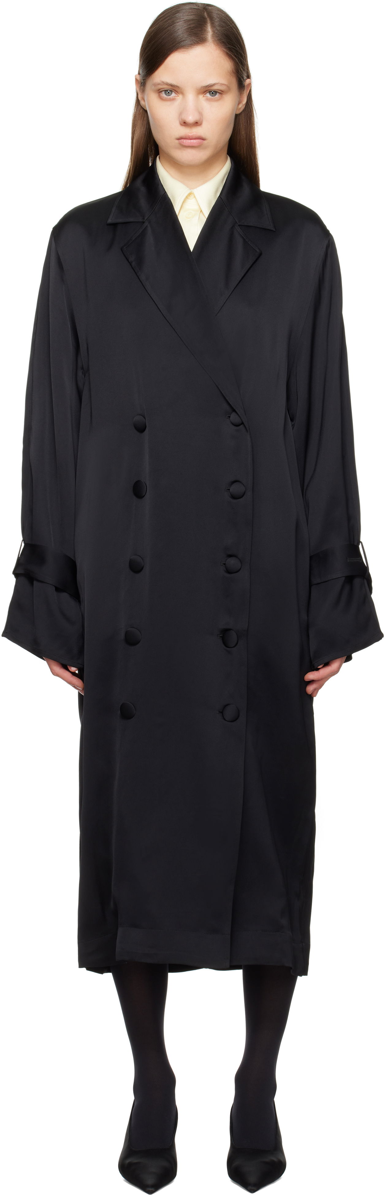 Kabáty TOTEME TOTEME Satin Trench Maxi Dress Čierna | 251-WRD0162-FB0020, 0