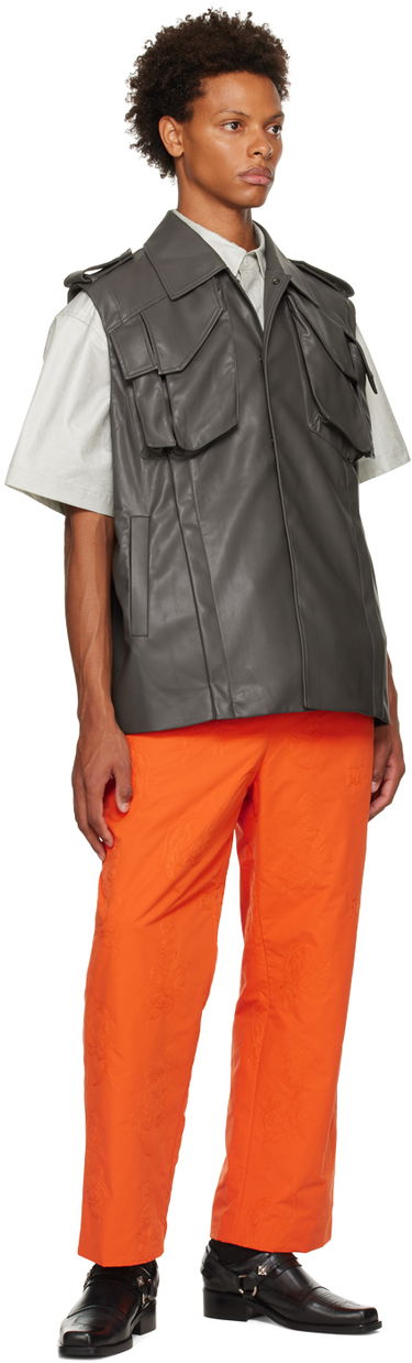 Vesta Feng Chen Wang Feng Chen Wang Vented Faux-Leather Vest Šedá | FMF14VS04, 3