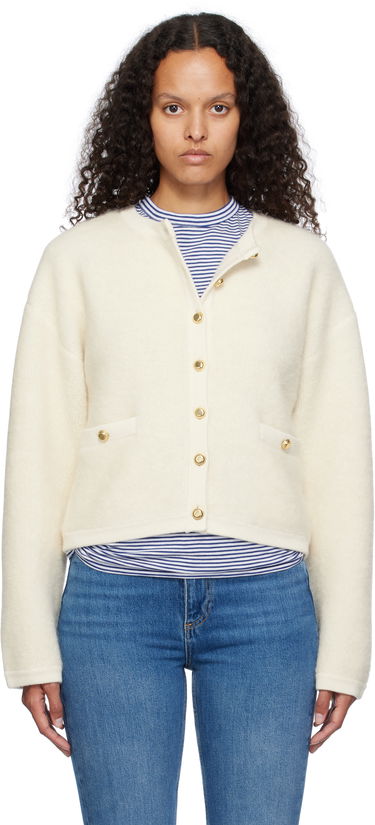 Sveter rag & bone rag & bone Kaia Boucle Cardigan Biela | WAS24F047AA47, 0