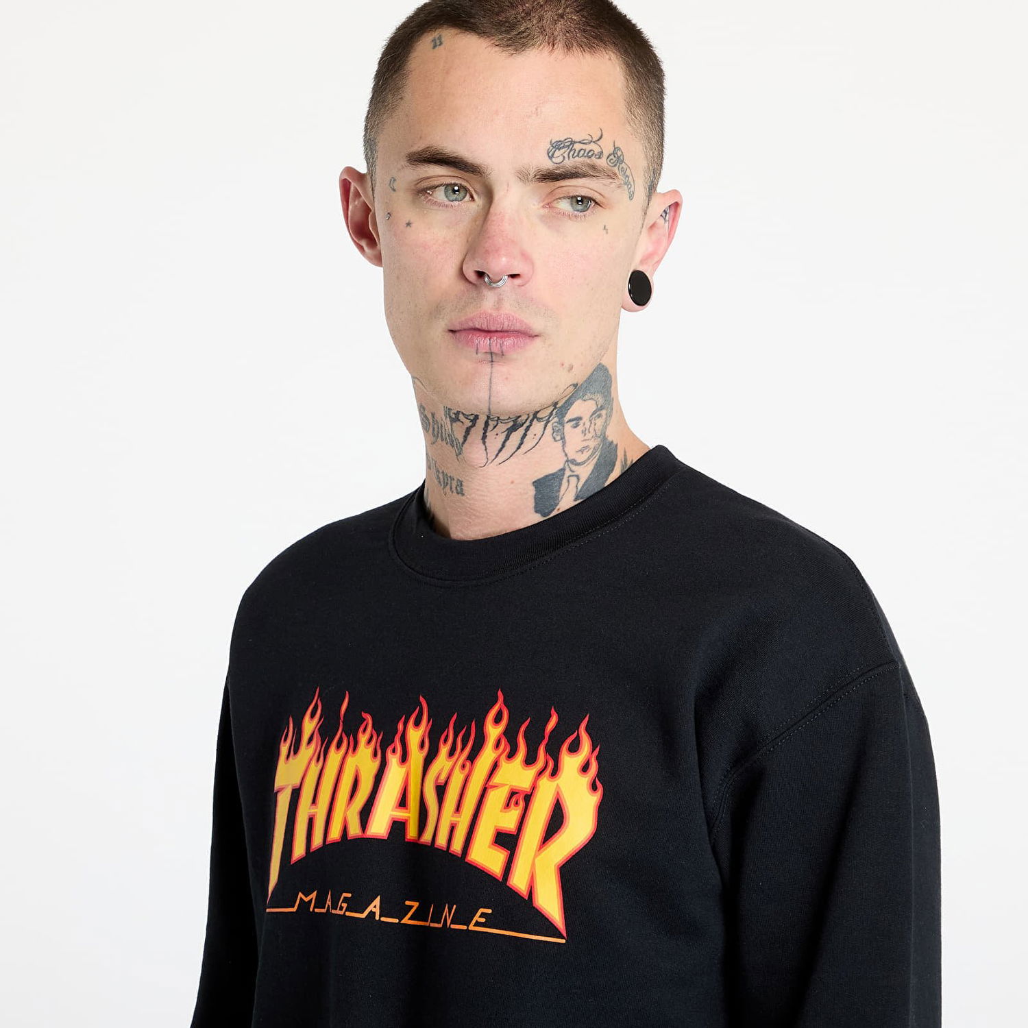 Mikina Thrasher Flame Crewneck Sweatshirt Čierna | 145494, 1