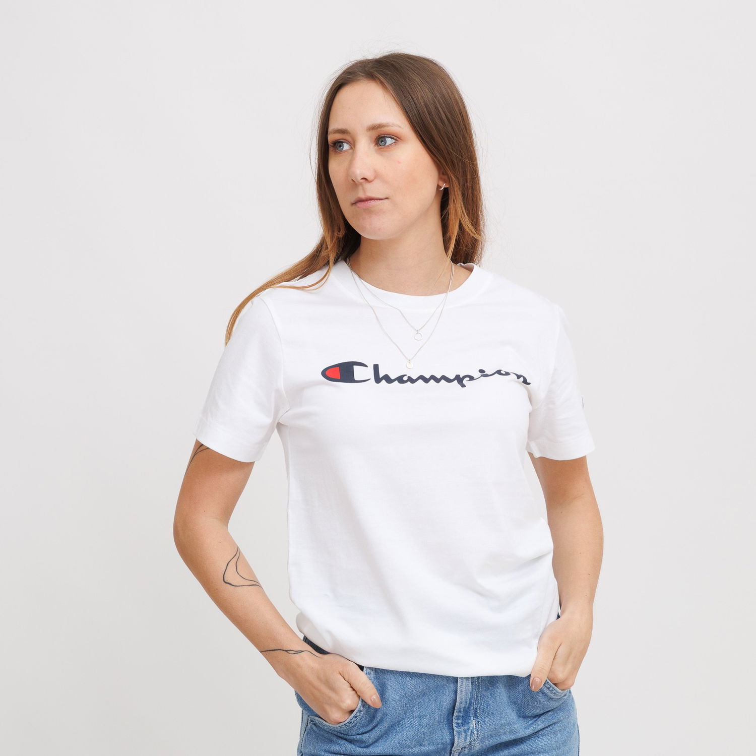 Tričko Champion Champion Script Logo T-Shirt Biela | 118090-WW001, 0