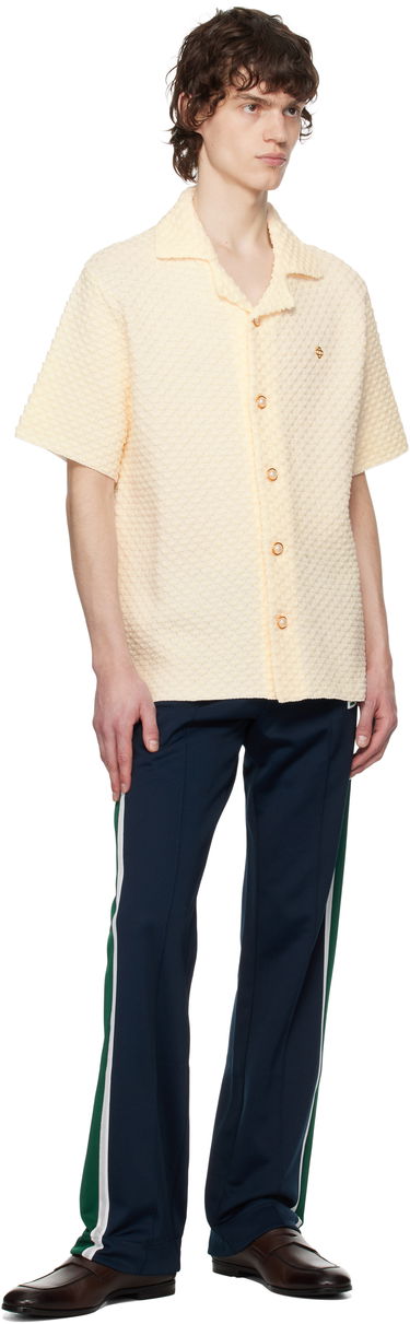 Košeľa Casablanca Casablanca Textured Knitted Short Sleeve Button-Up Shirt Béžová | MPS25-KW-881-01, 3