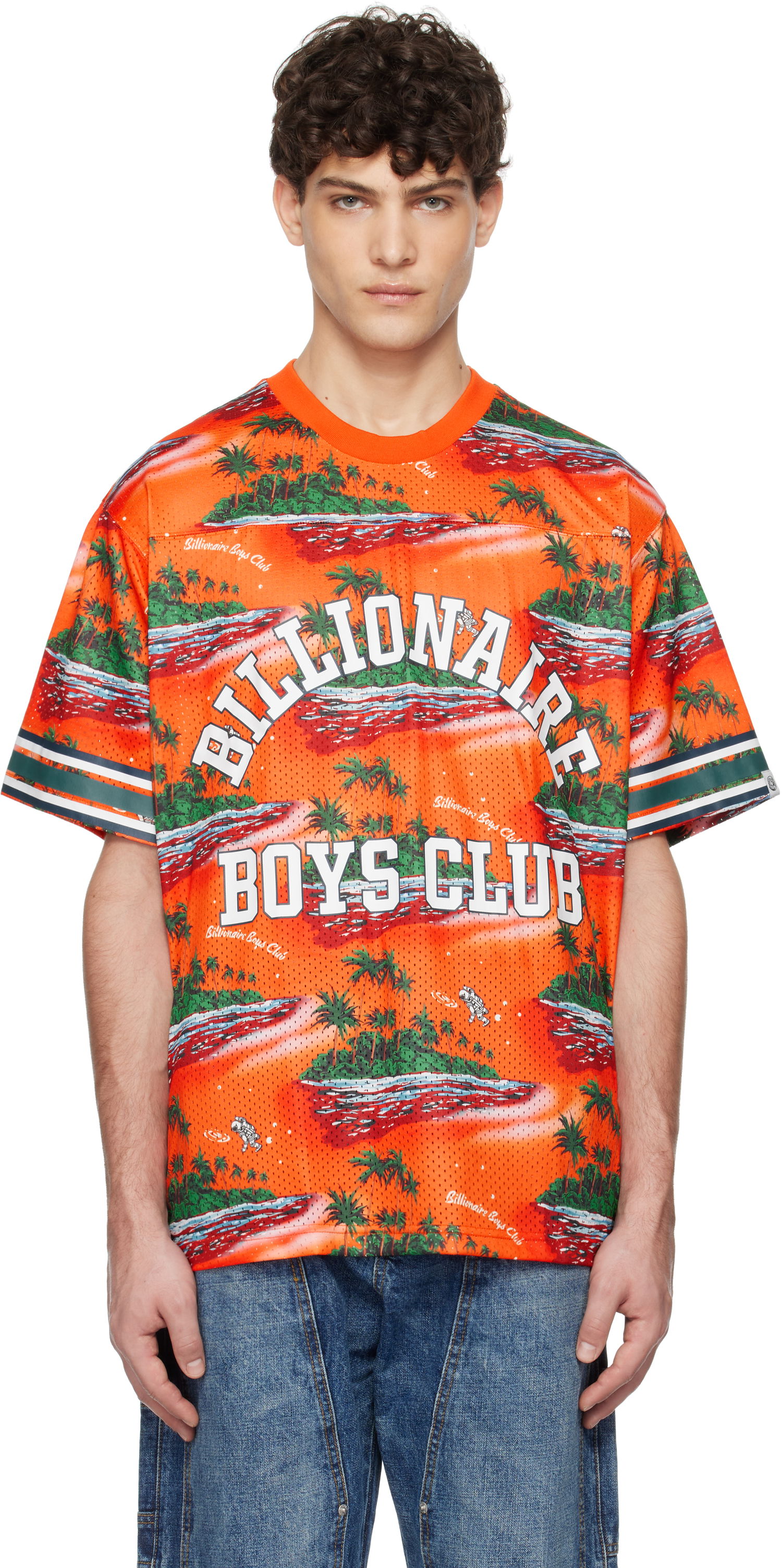 Dres BILLIONAIRE BOYS CLUB Tropical Island Print Football T-shirt Oranžová | B24466, 0