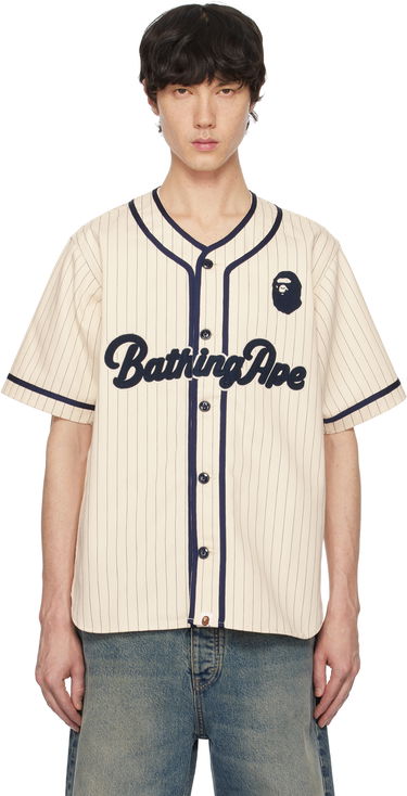 Dres BAPE A Bathing Ape Pinstripe Baseball Jersey Shirt Béžová | 001SRK801001M, 0
