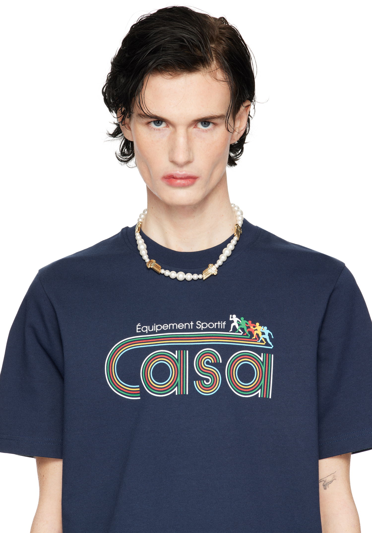 Náhrdelník Casablanca Faux-Pearl Column Necklace with Gold Accents Biela | APS25-JW-260-01, 1