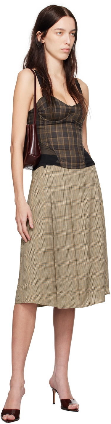 Tielko Miaou Miaou Marguerite Plaid Corset Top Hnedá | 7149PLBPLB, 3