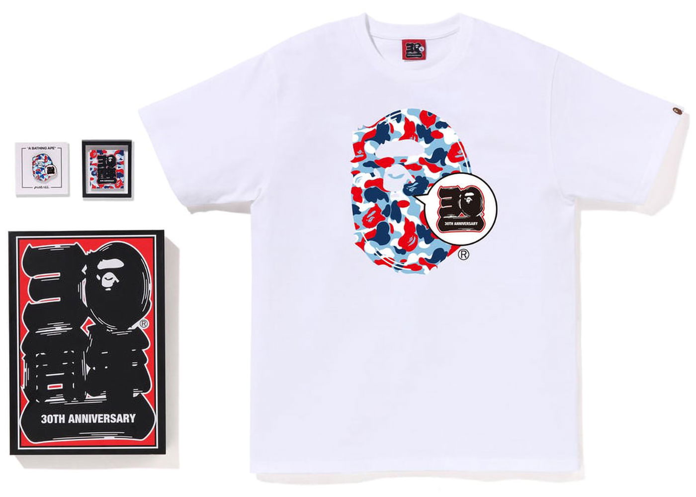 Tričko BAPE Store Paris 30th Anniversary Ape Head Tee Set Biela | 1J22-110-045, 0