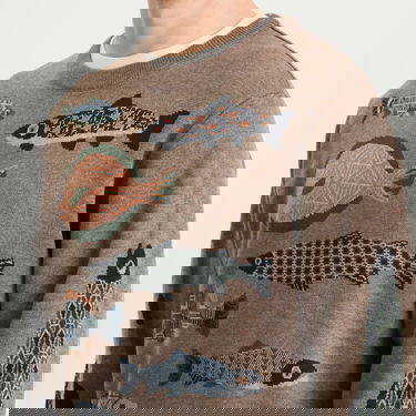 Sveter KAVU Highline Knitted Jumper with Fish Print Hnedá | 5134-2662, 5